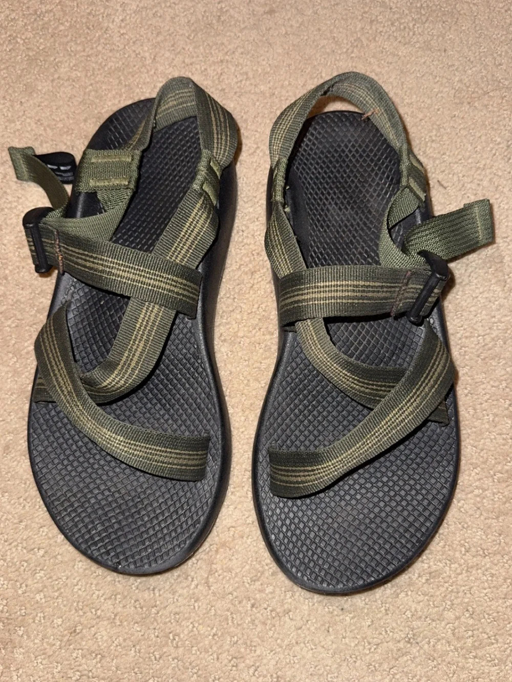 Chaco Men's Olive Green and Black Webbing Sandals